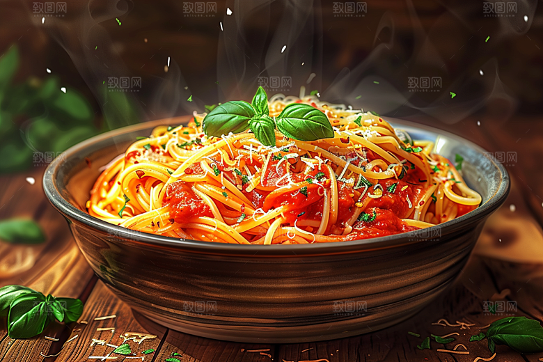 意大利面艺术感肉酱面插画