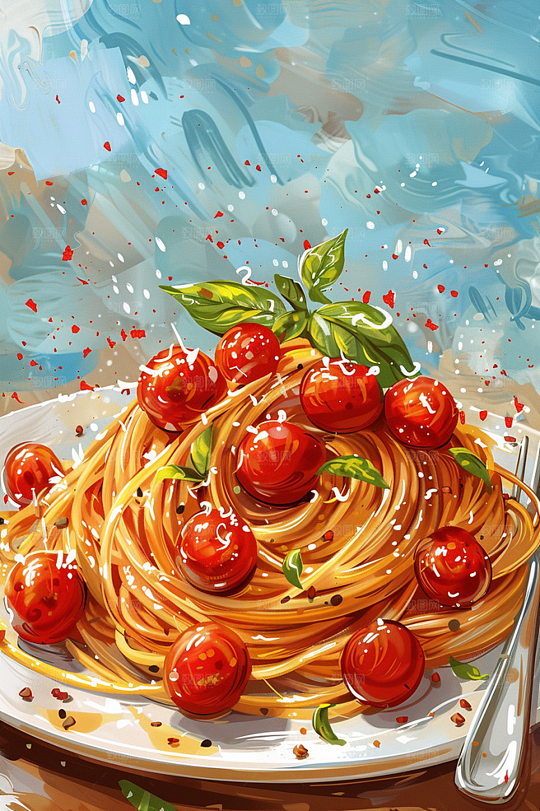 意大利面面食美食插画