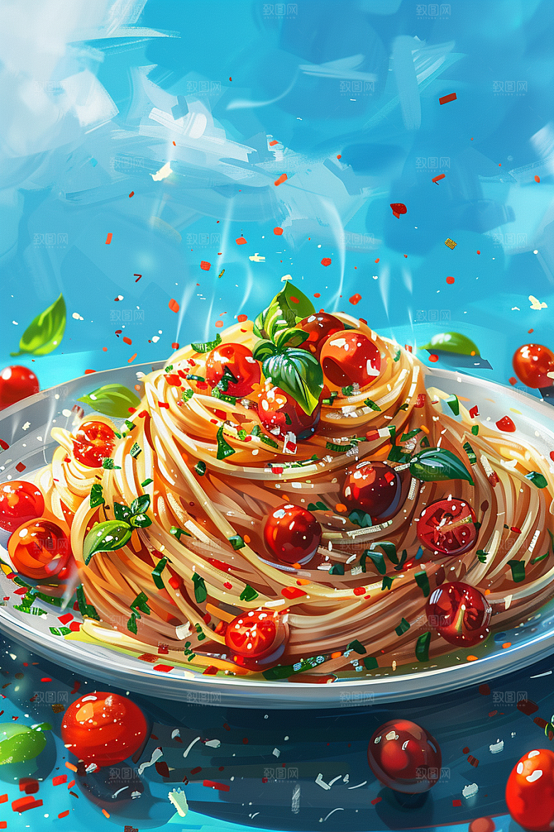 意大利面面食西餐插画