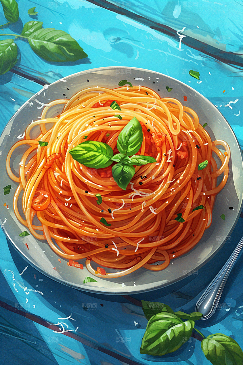 意大利面手绘面食插画