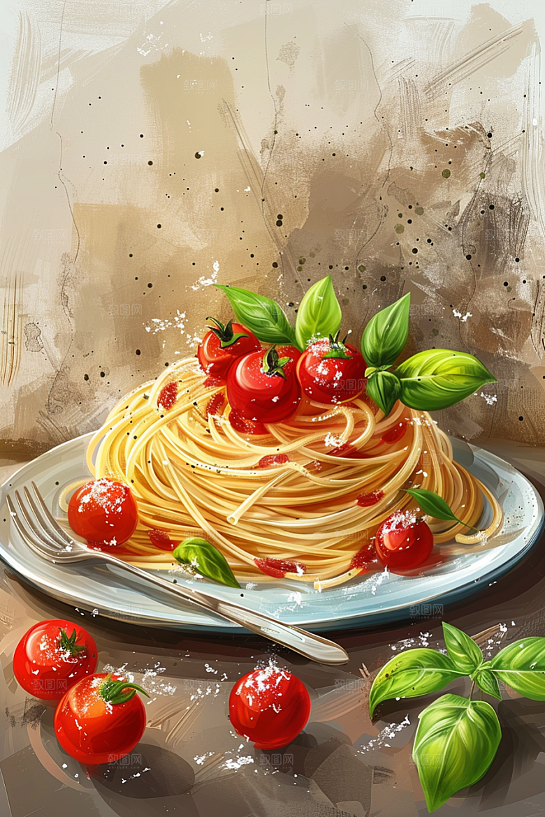 意大利面面条面食插画