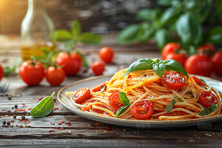 意大利面艺术感美食插画