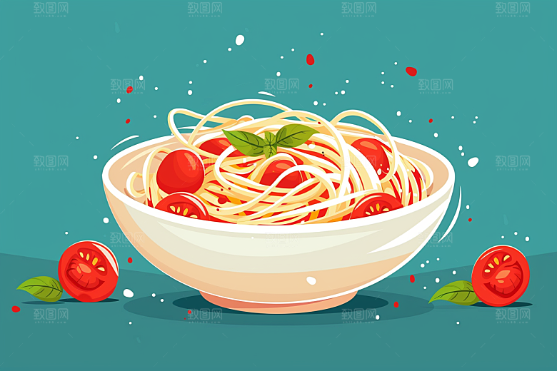 意大利面美食高清插画