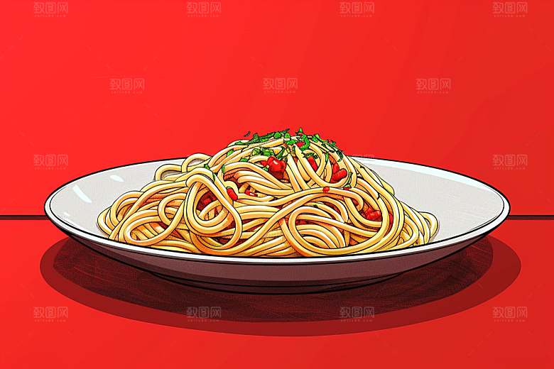 意大利面绘本风面食插画