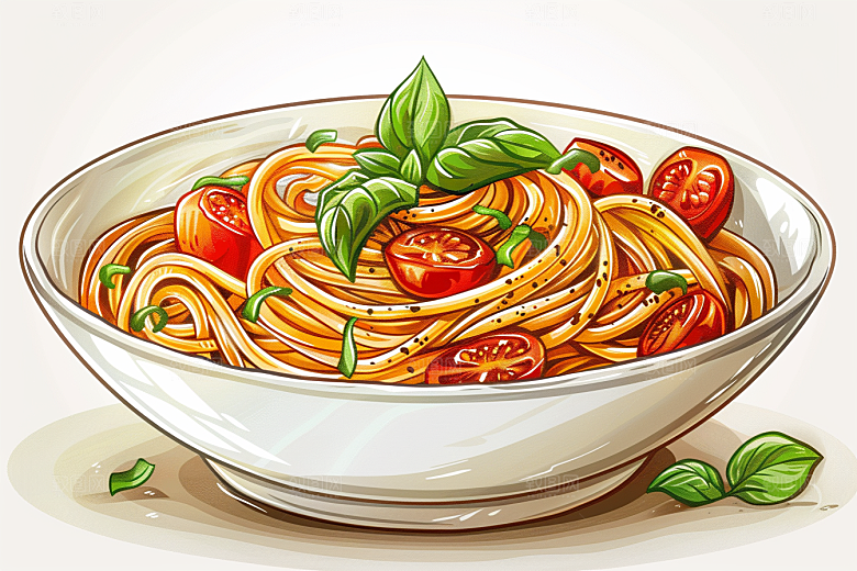 意大利面高清卡通插画
