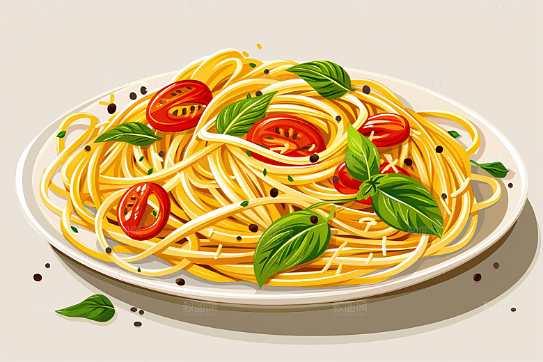 意大利面肉酱面面条插画