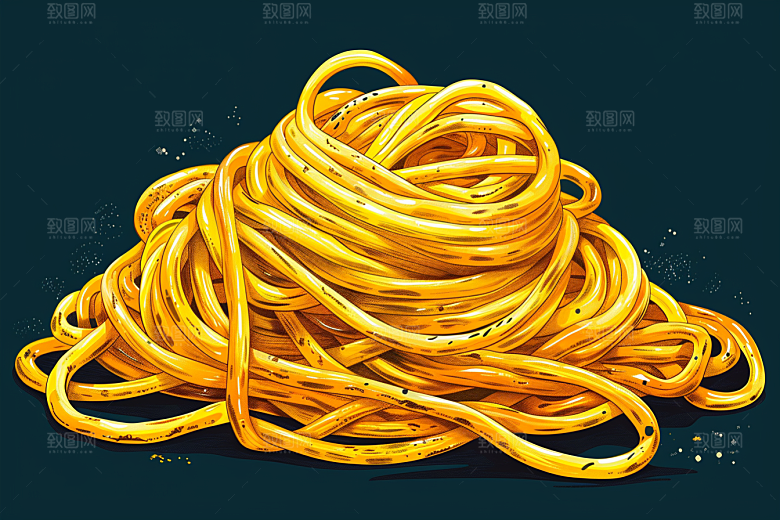 意大利面手绘清新插画