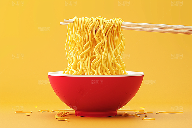 意大利面面条绘本风插画