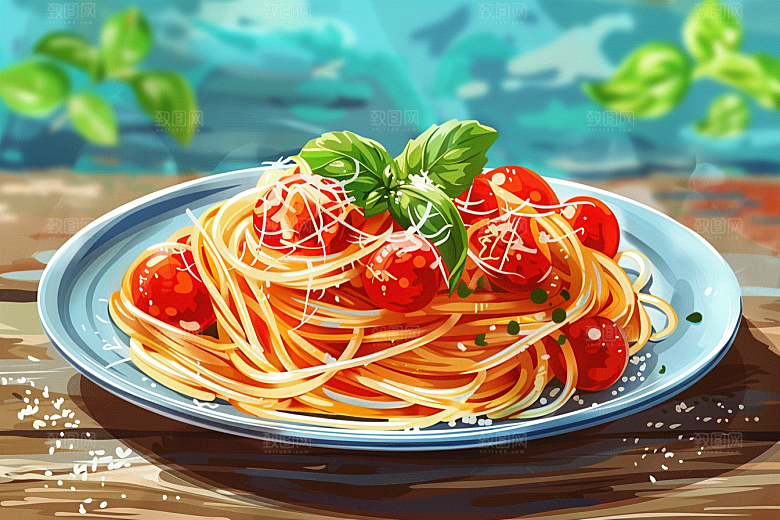 意大利面面食面条插画
