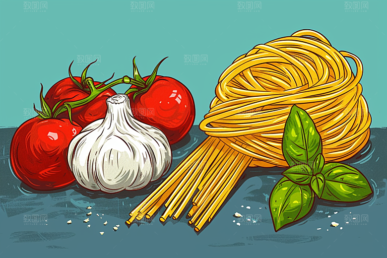 意大利面面条高清插画