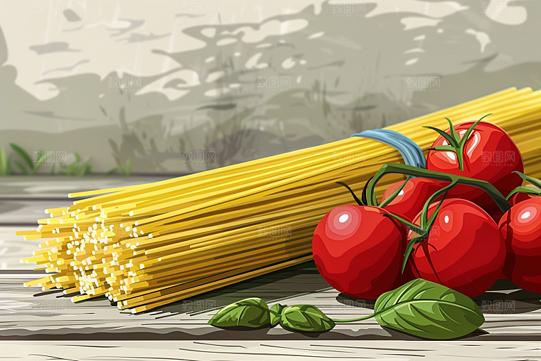 意大利面肉酱面面条插画