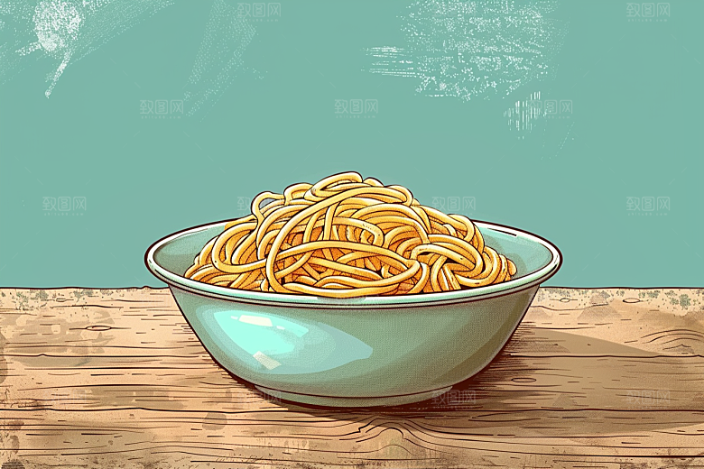 意大利面面食手绘插画