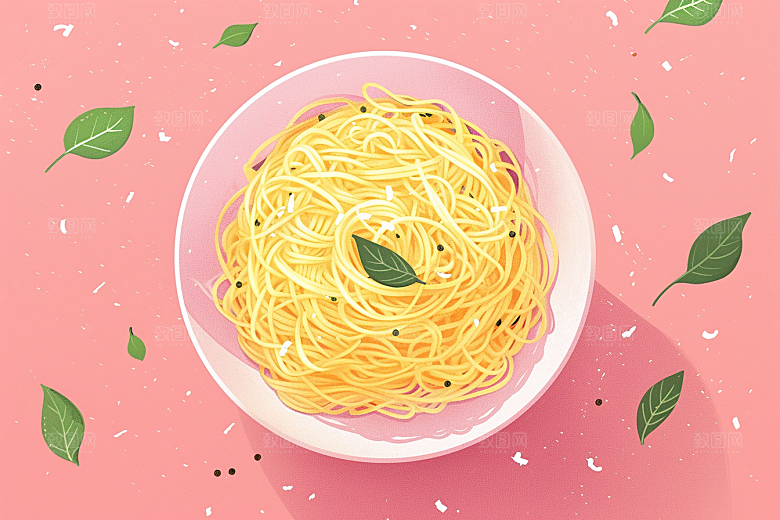 意大利面清新面食插画