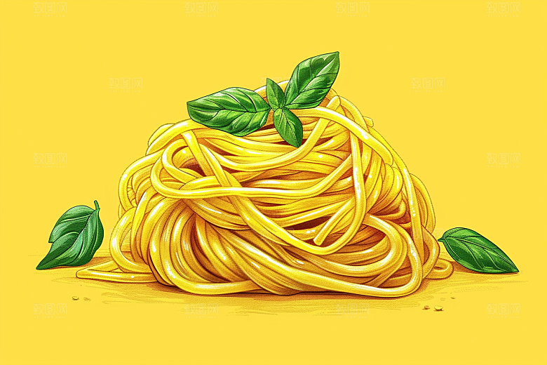 意大利面手绘西餐插画