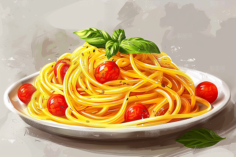 意大利面高清卡通插画