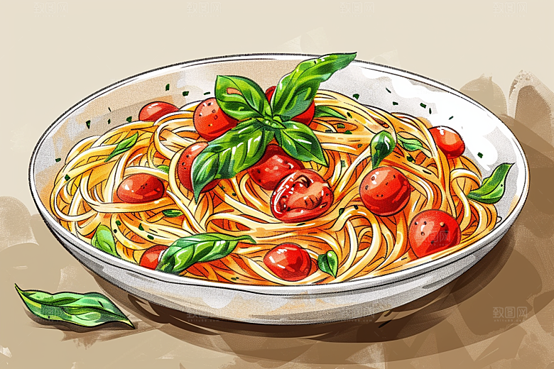 意大利面卡通面食插画