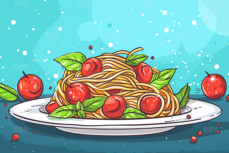意大利面面食面条插画