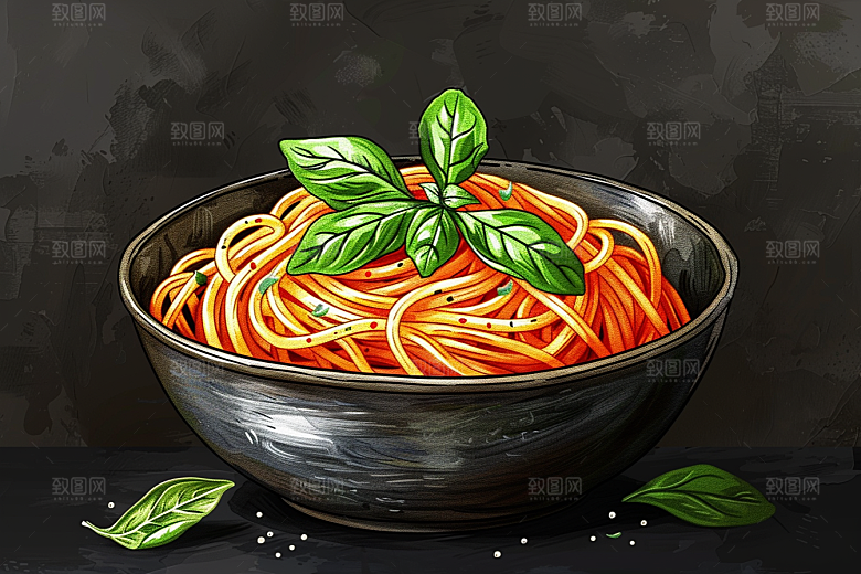 意大利面清新绘本风插画