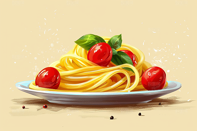 意大利面肉酱面面条插画