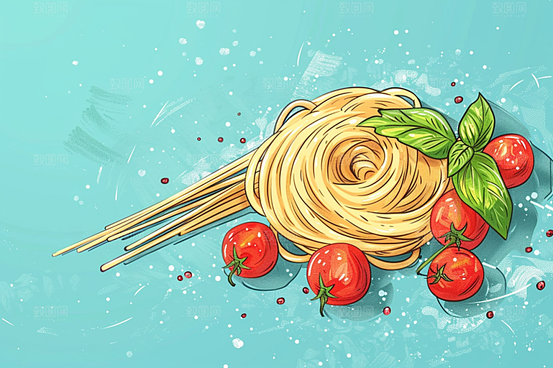 意大利面清新高清插画