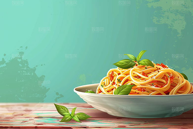 意大利面卡通艺术感插画