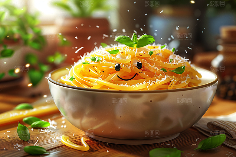 意大利面清新面食插画