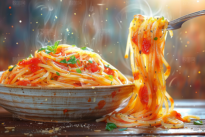 意大利面面条肉酱面插画