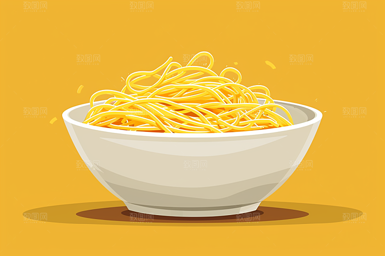 意大利面美食手绘插画