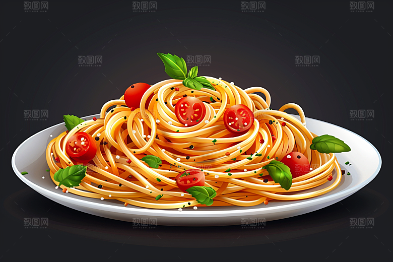 意大利面艺术感美食插画