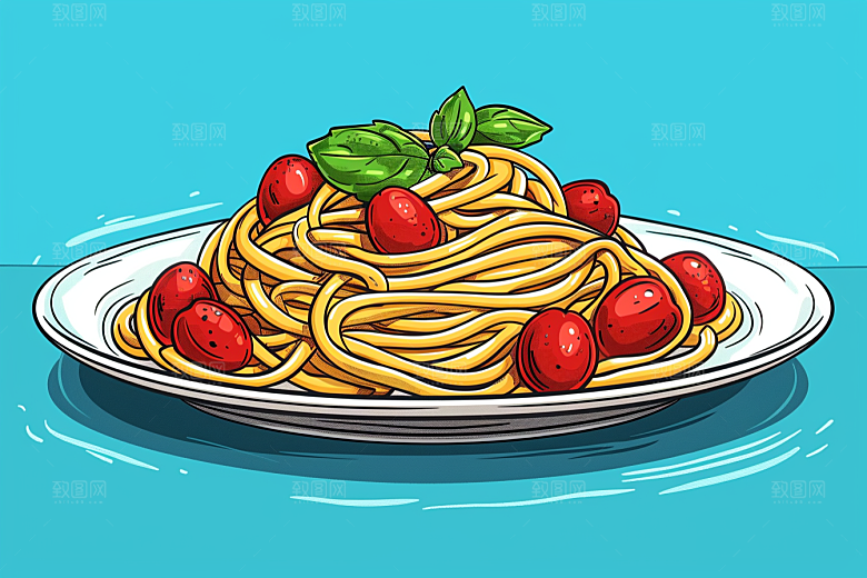 意大利面肉酱面面食插画