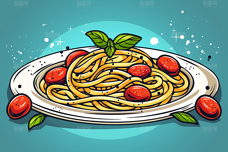 意大利面面食美食插画