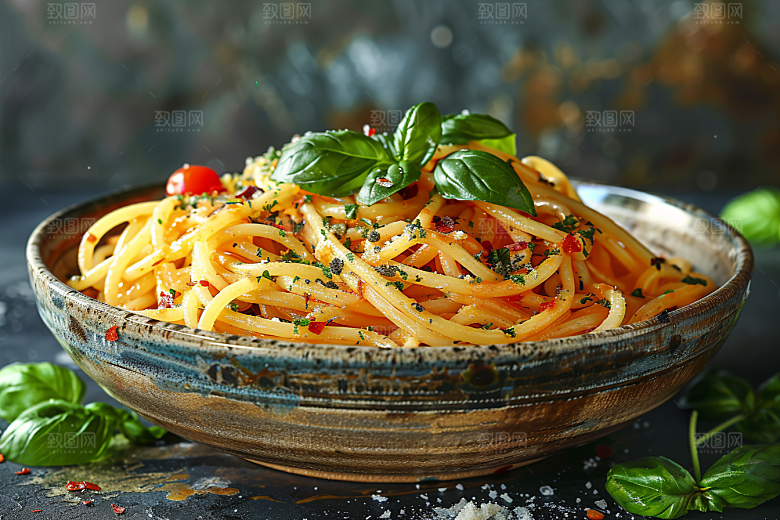意大利面美食清新插画