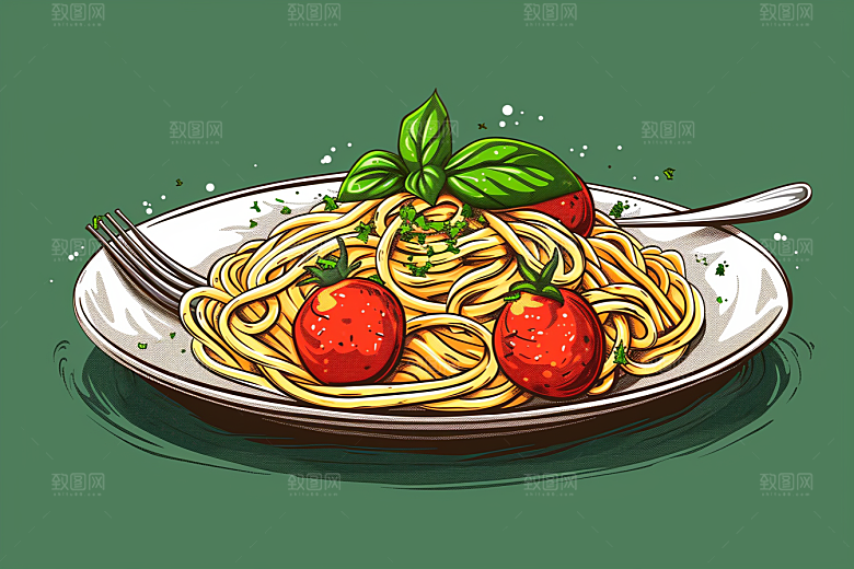 意大利面面食西餐插画