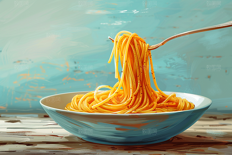意大利面西餐高清插画
