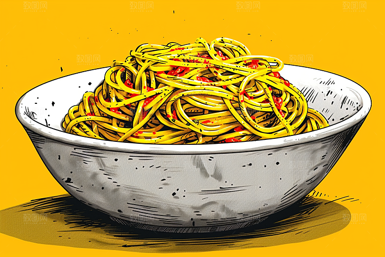 意大利面高清肉酱面插画