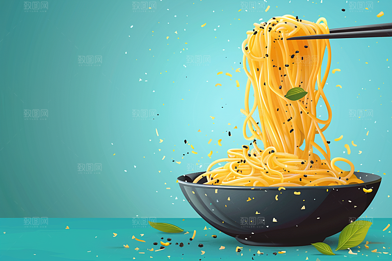 意大利面手绘面食插画