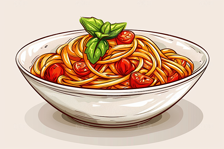 意大利面艺术感手绘插画