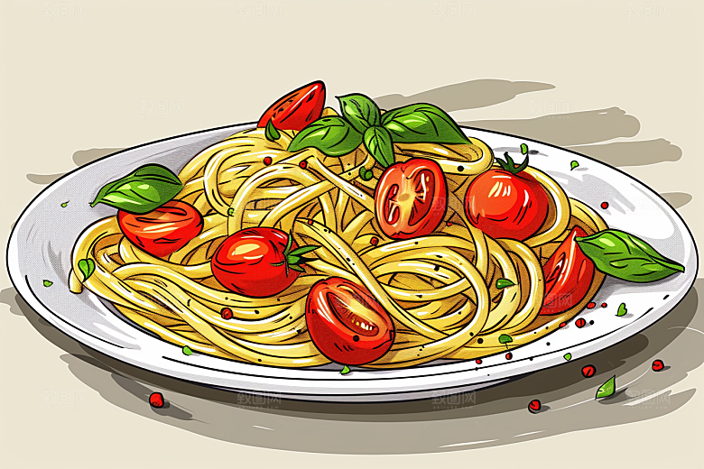 意大利面面食卡通插画