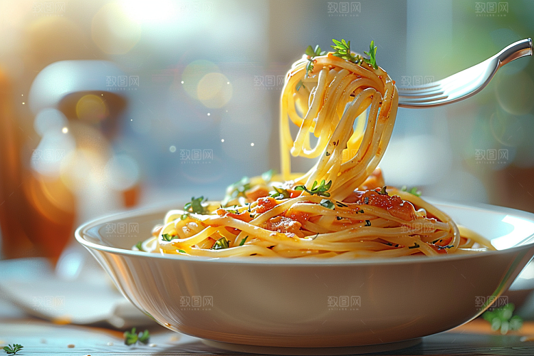 意大利面美食绘本风插画