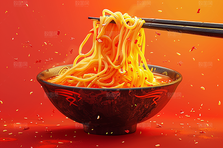 意大利面肉酱面卡通插画