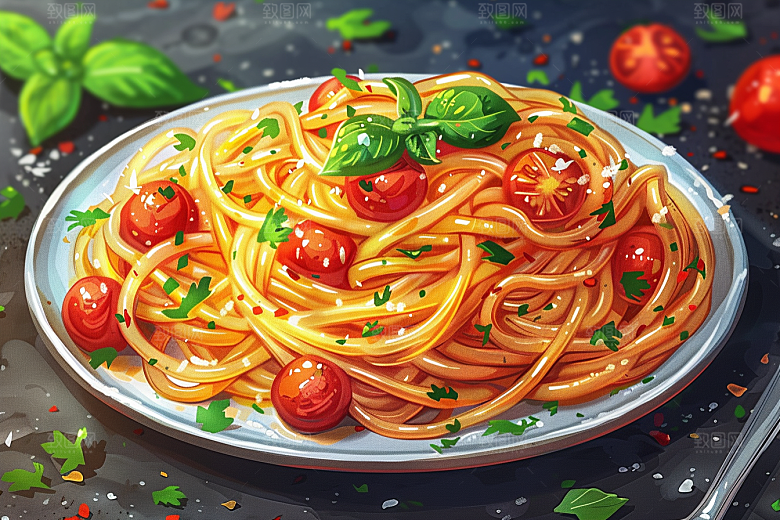 意大利面面食面条插画