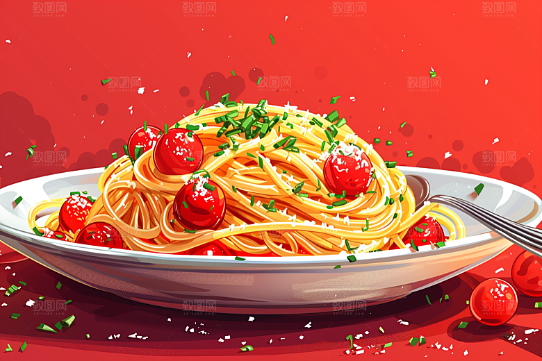 意大利面面食面条插画