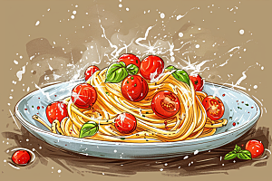 意大利面高清面食插画