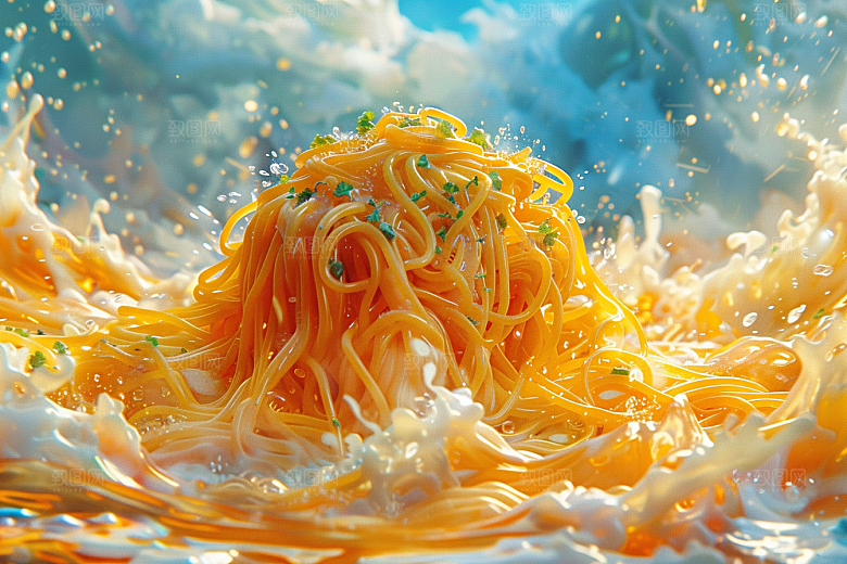 意大利面高清美食插画
