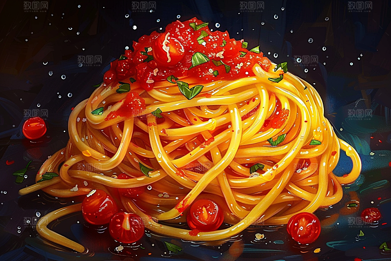 意大利面面食美食插画