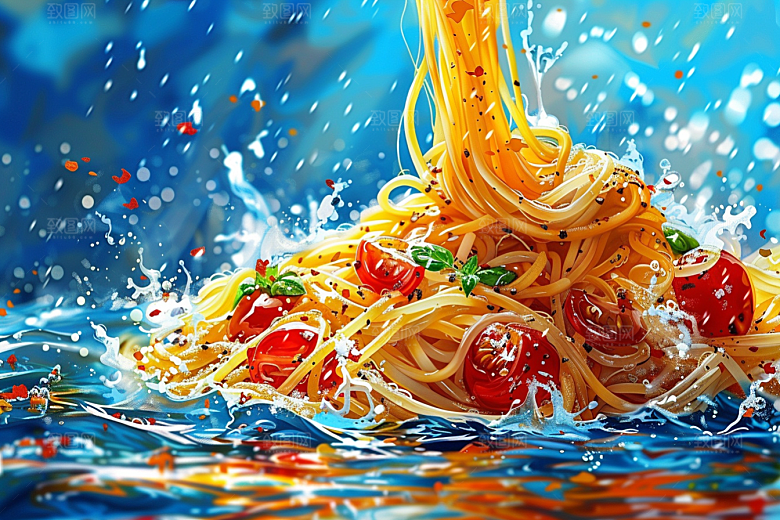 意大利面彩色高清插画