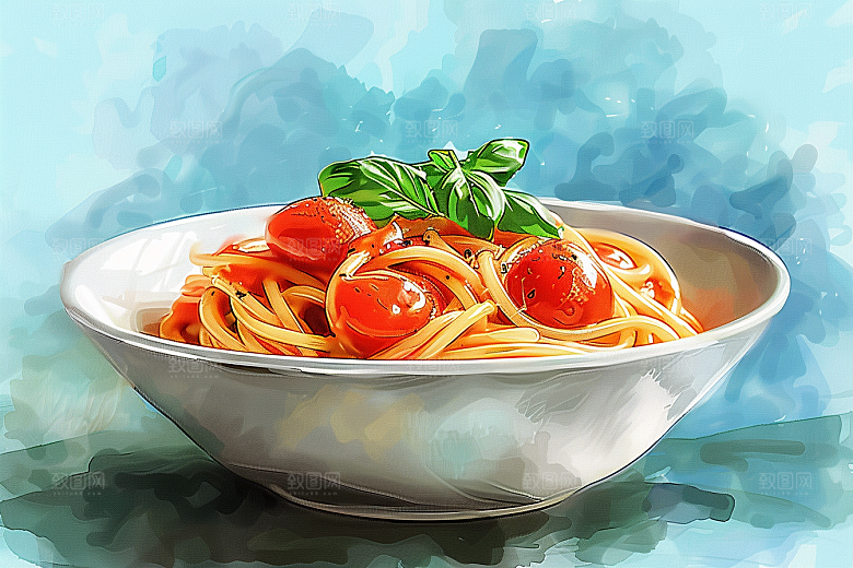 意大利面面食手绘插画