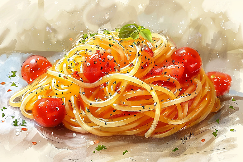 意大利面美食高清插画