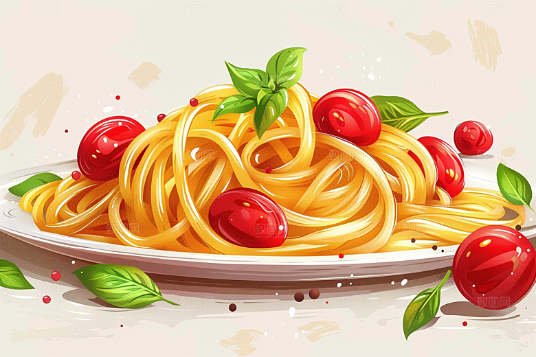 意大利面高清面食插画