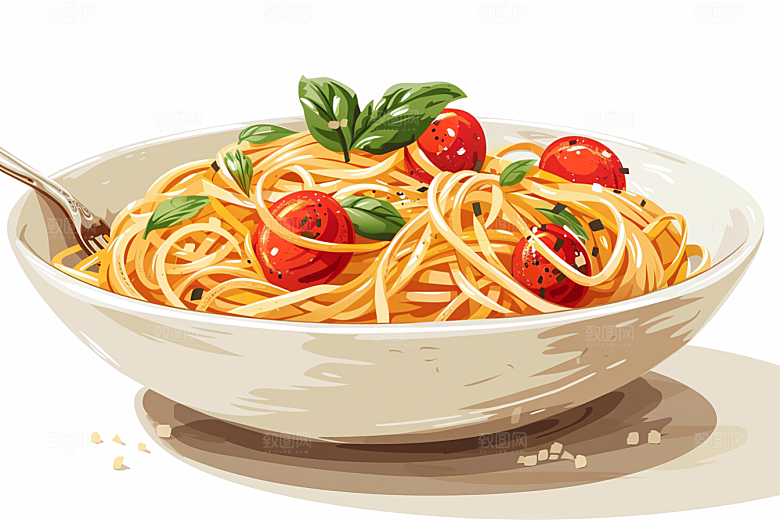 意大利面绘本风手绘插画